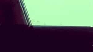 Skinny Amateur with Small Waist Dances Cock Outside in Public Vehicle with Lover