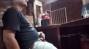 worker entertains self at office during shift