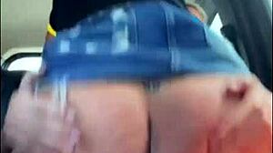 A vadia rides my cock hard during our humiliating car trip