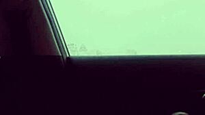 Skinny Amateur with Small Waist Dances Cock Outside in Public Vehicle with Lover