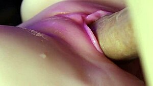Creampie drips from pink wet pussy in hot close-up. Latina oiled up for intense action!