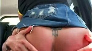 A vadia rides my cock hard during our humiliating car trip