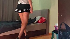 Secretly watching my 40-year-old stepmother in her stocking and heels makes me horny
