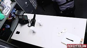 horny officer strips teen down naked and fucks hard at work