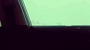 Skinny Amateur with Small Waist Dances Cock Outside in Public Vehicle with Lover