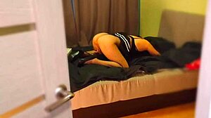 i'm peeping on a 40-year-old stepmom in stockings and fishnet.