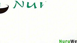 Gorgeous blonde masseuse gives nuru massage to black client