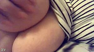Big breast massage with oil