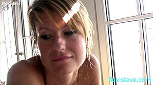 skinny bdsm model candy gets harsh nude belt whipping on oiled ass.