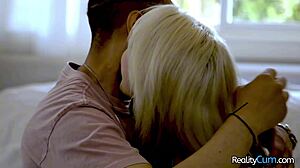 Tiny blonde teen seduces friend