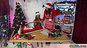 beautiful milf goddess freya testing her new strapon with cute teen stepdaughter