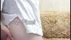 Horny Brunette Lammy Pixel Stripteases And Shows Gorgeous Ass