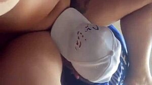 young girl teases and gives blowjob on video call