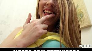 Freaky blonde teen amateur spreads and gapes with intense toy play.