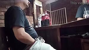 worker entertains self at office during shift