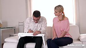 Holy Hell, Flexible Teen Jemma Valentine Leads Anal Orgy On Sofa!