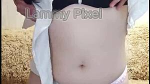 Horny Brunette Lammy Pixel Stripteases And Shows Gorgeous Ass