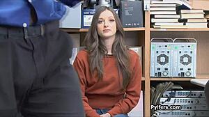 I Spied On The Beautiful Tattooed Brunette Getting Caught In The Office