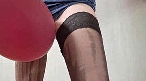 Tall teen mistress Elza Kom dominates with balloons and feet