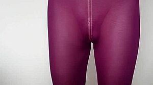 Cum on my burgundy leggings.