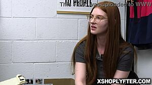 Redhead Girl Flirts Out of Shoplifting with Security Guard.