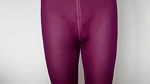 Cum on my burgundy leggings.