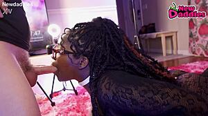 Black 28-year-old ebony star devours white daddy in wild session.