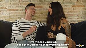 Relieve Your Horniness With Friend's Fuck! Tattooed Brunette Riding!