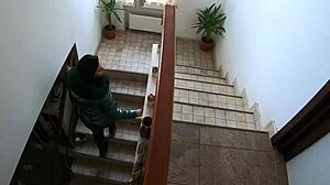 Slutty mature sucks cock close up, then orgasms in down-jacket fetish glamour