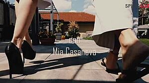 she enters the swinger club for the first time. public sex and blowjob ensue