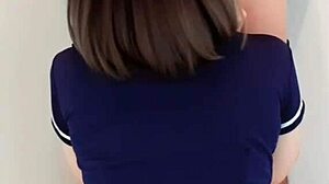 cosplay police girl in fresh scene with ripped clothes