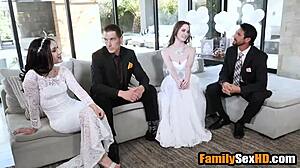 lesbian brides in a wedding foursome, getting fucked by their stepfathers and uncles.