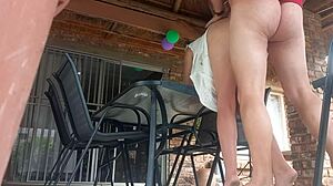 Upskirt View of Stepmom During Intense Doggystyle Action Below