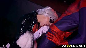 The black cat, inspired by Spider-Man’s allure, masters deepthroat