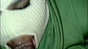 Masked Girl Gives Super Sloppy Deep Throat