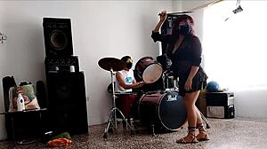 Curvy Latina Student Shakes Ass in Striptease to Drums