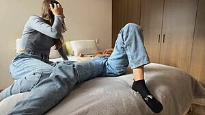 offering cash to tourist for steamy lesbian sex at home