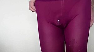 Cum on my burgundy leggings.