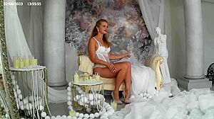 gorgeous blonde strips off white panties on nude beach