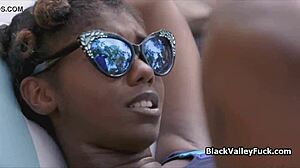 Nubian Princess Blows Big White Dick By Pool