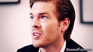 classy beauty swaps jizz after wild threesome action