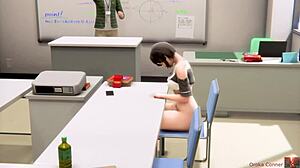 Anime character masturbates comfortably at school