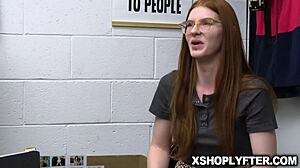 Redhead Girl Flirts Out of Shoplifting with Security Guard.
