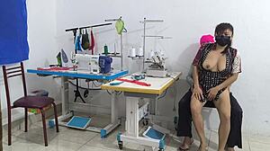 Intense Seduction In The Sewing Workshop With Mature Ebony Assplay, Flashing, And Homemade Massage.