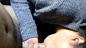 Young slut gives face fucking blowjob