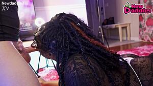 Black 28 ~ 20 y.o. ebony slut sucks and rides old cock