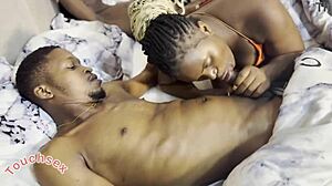 Best friend bent over, receiving intimate touches