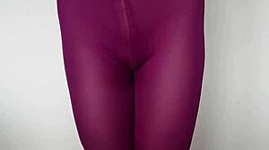 Cum on my burgundy leggings.