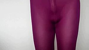 Cum on my burgundy leggings.