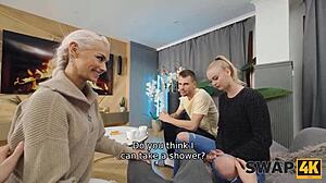 swap4k forest hike turns into hard threesome with two girls and one cuckold watching